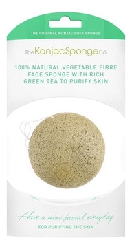 Спонж конняку для лица с зеленым чаем для защиты клеток кожи Facial Puff Konjac Sponge Green Tea (премиум-упаковка)