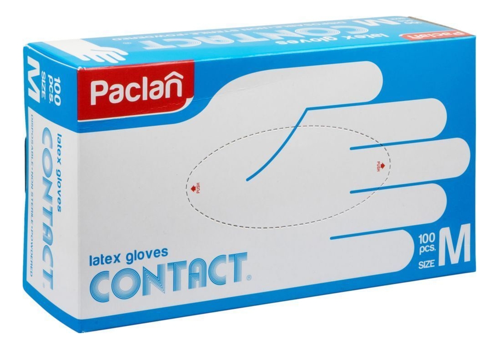 Латексные перчатки Contact 100шт: Размер M