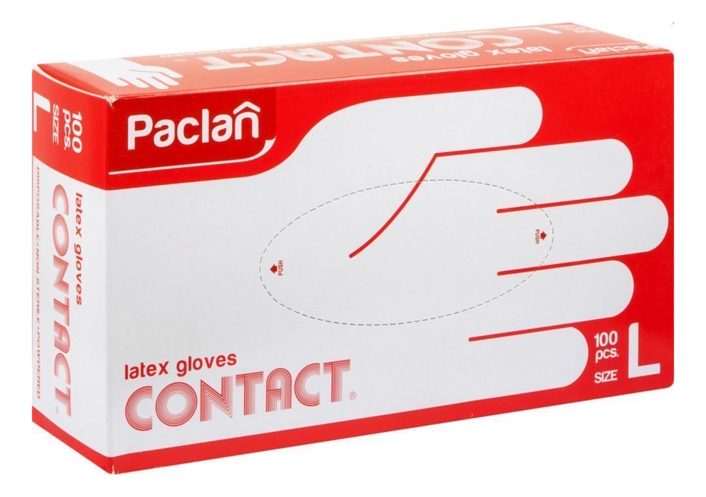 Латексные перчатки Contact 100шт: Размер L