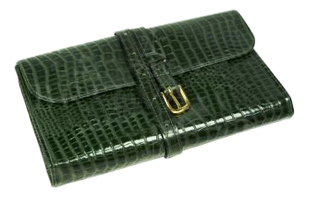 

Кожаная дорожная косметичка из кожи крокодила Print Military Wet Pack Green (зеленая)