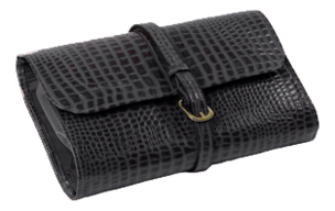 

Кожаная дорожная косметичка из кожи крокодила Print Military Wet Pack Black (черная)