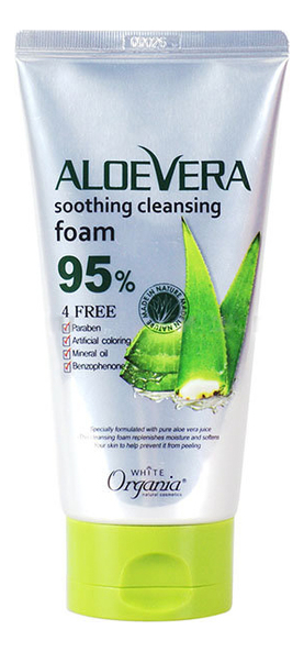 Успокаивающая очищающая пенка для лица с натуральным соком алоэ вера Aloe Vera Soothing Cleansing Foam 95% 130г