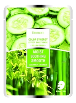 Тканевая маска для лица на основе бамбука и огурца Color Synergy Effect Sheet Mask Yellow-Green 20г