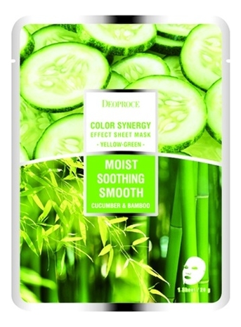 Тканевая маска для лица на основе бамбука и огурца Color Synergy Effect Sheet Mask Yellow-Green 20г фото