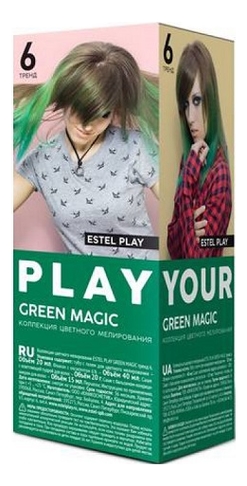 Краска для волос Коллекция цветного мелирования Let s Play Your Hair: 06 Green Magic от Randewoo