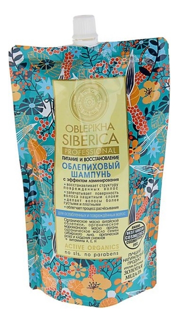 Облепиховый шампунь для волос Питание и восстановление Oblepikha Siberica 500мл