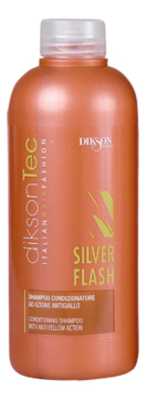 Шампунь против желтизны для седых, светлых и обесцвеченных волос Tec Silver Flash Shampoo 500мл