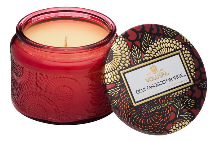 

Ароматическая свеча Goji Tarocco Orange (ягода Годжи и красный апельсин): свеча в маленьком стеклянном подсвечнике 90г, Ароматическая свеча Goji Tarocco Orange (ягода Годжи и красный апельсин)