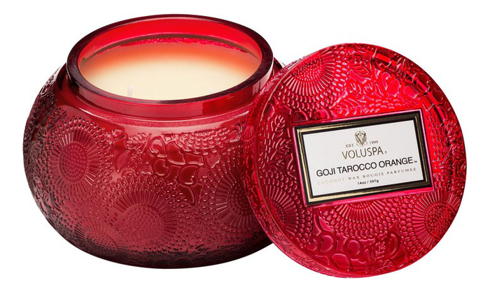 

Ароматическая свеча Goji Tarocco Orange (ягода Годжи и красный апельсин): свеча в стеклянном подсвечнике с крышкой 397г, Ароматическая свеча Goji Tarocco Orange (ягода Годжи и красный апельсин)