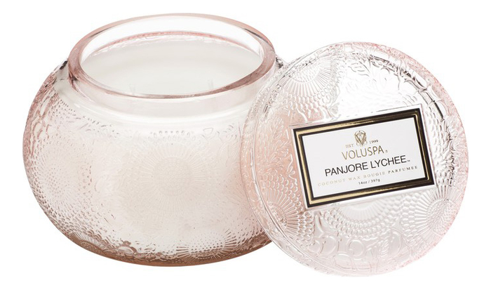 

Ароматическая свеча Panjore Lychee (панжерское личи): свеча в стеклянном подсвечнике с крышкой 397г, Ароматическая свеча Panjore Lychee (панжерское личи)