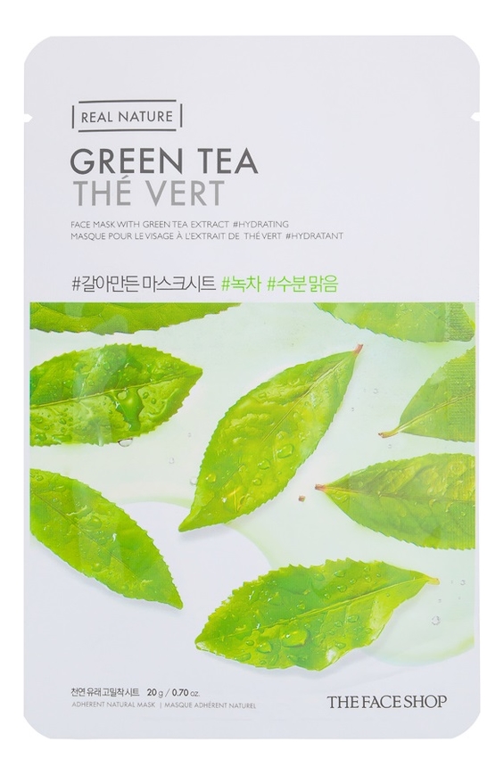 Тканевая маска для лица с экстрактом зеленого чая Real Nature Mask Green Tea 20г