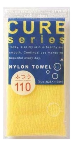 Массажная мочалка для тела средней жесткости Cure Nylon Towel: Желтая la miso массажная мочалка желтая средней жесткости