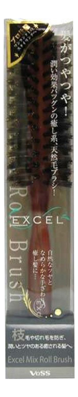 Купить Щетка для укладки волос с натуральной щетиной и нейлоном Excel Mix Roll Brush (круглая), VESS