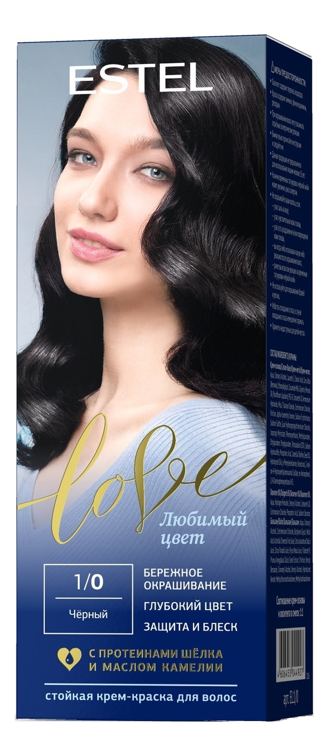 

Стойкая крем-краска для волос Love: 1/0 Черный, Стойкая крем-краска для волос Love