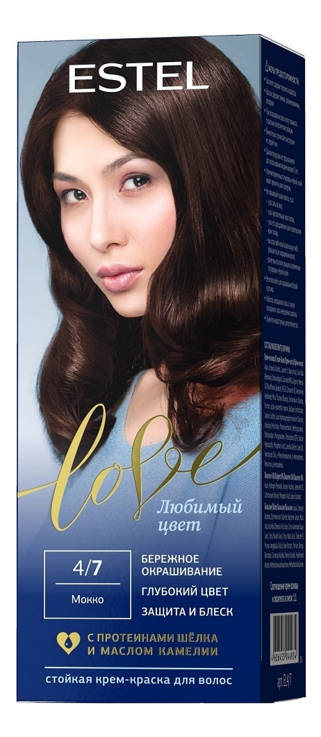 

Стойкая крем-краска для волос Love: 4/7 Мокко, Стойкая крем-краска для волос Love