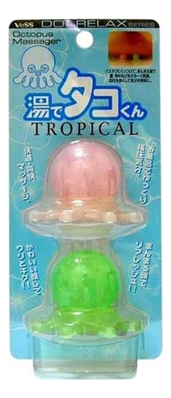 цена Массажер для точечного массажа тела и стоп Тропические осьминожки Tako Tropical Tsubo Oshi 2шт: Массажер розовый и зеленый