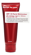 Recipe For Men Защитный крем для лица Moisturizer Facial SPF15 75мл