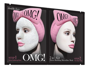 Система для глубокого очищения и питания кожи лица 2 in 1 Detox Bubbling Microfiber Mask (кислородная маска 22г + тканевая маска 25г)