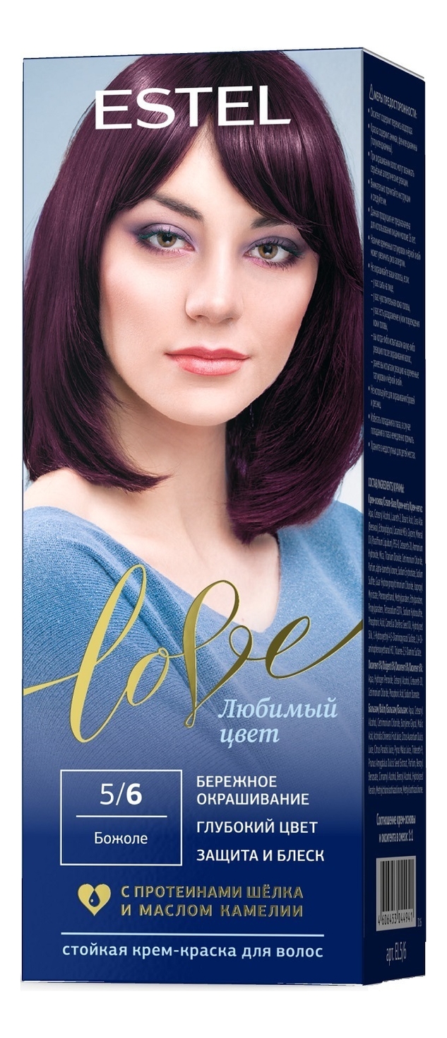 

Стойкая крем-краска для волос Love: 5/6 Божоле, Стойкая крем-краска для волос Love