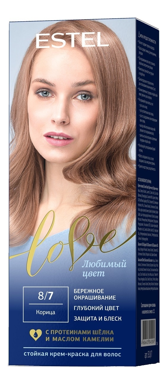 

Стойкая крем-краска для волос Love: 8/7 Корица, Стойкая крем-краска для волос Love