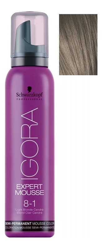 

Тонирующий мусс для волос Igora Expert Mousse 100мл: 8-1 Light Blonde Cendre, Тонирующий мусс для волос Igora Expert Mousse 100мл