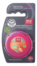 SPLAT Антибактериальная объемная зубная нить Клубника Dental Floss 30м