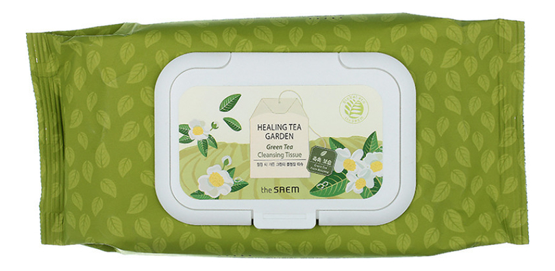 Салфетки очищающие с экстрактом зеленого чая Healing Tea Garden Green Tea Cleansing Tissue: Салфетки 60шт от Randewoo