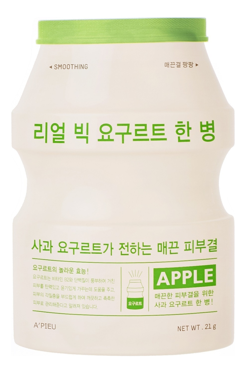 

Тканевая маска для лица Real Big Yogurt Bottle Apple 21г (йогурт и яблоко)