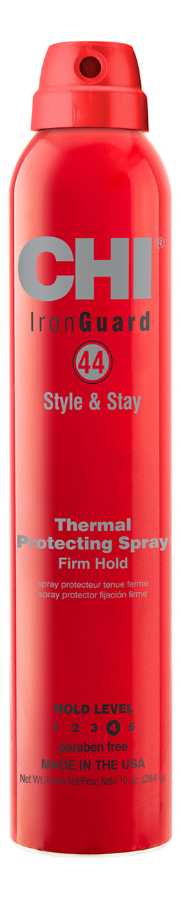 Термозащитный спрей сильной фиксации 44 Iron Guard Style & Stay Firm Hold Protecting Spray: Спрей 284мл лаки для волос chi лак спрей для волос сильной фиксации термозащитный 44 iron guard style stay firm hold protecting spray