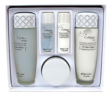 3W CLINIC Набор для лица очищающий Collagen White Whitening Skin Care Items 3 (тонер 150/15мл + эмульсия 150/15мл + крем 60мл)
