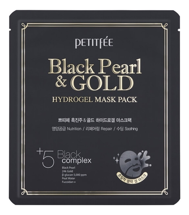 Гидрогелевая маска с золотом и черным жемчугом Black Pearl  Gold Hydrogel Mask Pack: Маска 32г