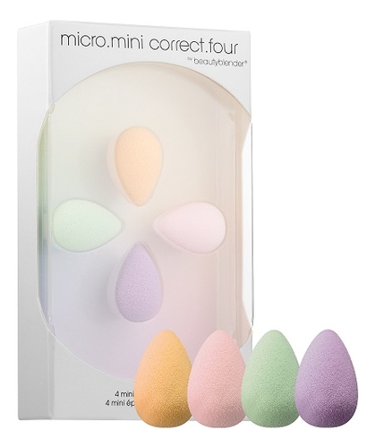 beautyblender набор спонжей micro mini correct four 4 шт розовый фиолетовый зеленый оранжевый Набор мини-спонжей Micro Mini Correct Four (мятный + нежно-розовый + персиковый + сиреневый)