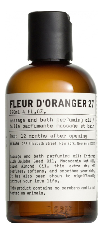 

Fleur d'Oranger 27: масло для массажа и ванны 120мл, Fleur D'Oranger 27