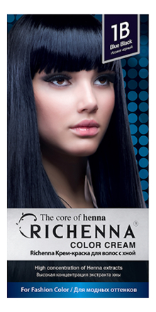 

Крем-краска для волос с хной Color Cream 60г: 1B Blue Black, Крем-краска для волос с хной Color Cream 60г