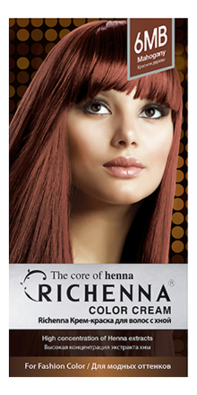 

Крем-краска для волос с хной Color Cream 60г: 6MB Mahogany, Крем-краска для волос с хной Color Cream 60г