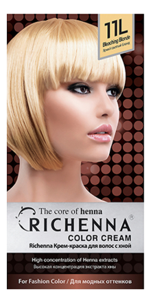 

Крем-краска для волос с хной Color Cream 60г: 11L Bleaching Blonde, Крем-краска для волос с хной Color Cream 60г