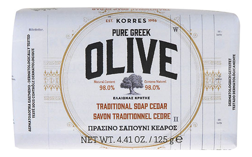

Мыло для рук и тела кедр Pure Greek Olive Traditional Soap Cedar 125г