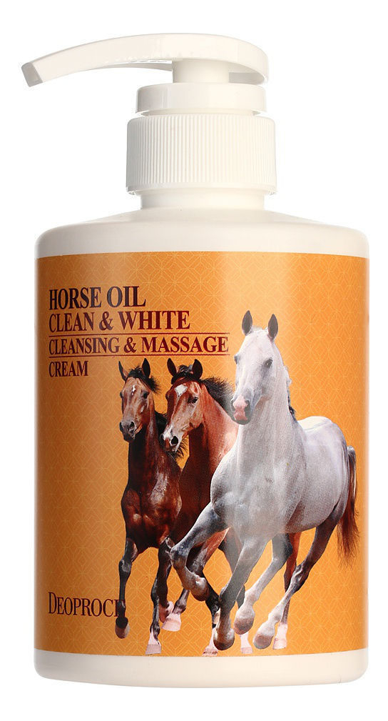 Очищающий крем для тела массажный с лошадиным жиром Horse Oil Clean  White Cleansing  Massage Cream 450мл