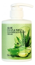 Deoproce Очищающий крем для тела массажный с экстрактом алоэ Aloe Clean & White Cleansing & Massage Cream 430мл
