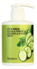 Deoproce Очищающий крем для тела массажный с экстрактом огурца Cucumber Clean & White Cleansing & Massage Cream 450мл