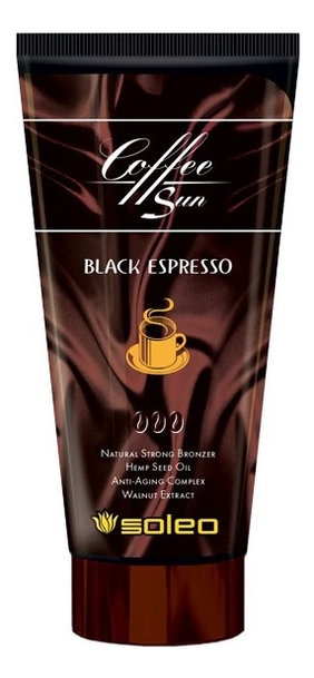 Купить Крем-бронзатор для загара с маслом ши и кофеином Coffee Sun Black Espresso Natural Strong Bronzer: крем 150мл, Soleo