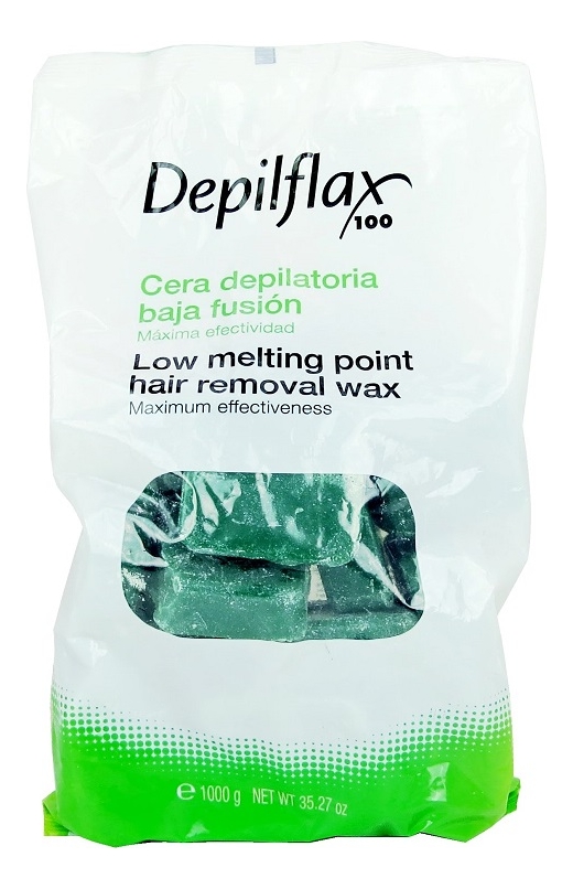 Купить Горячий воск для сухой кожи с экстрактом морских водорослей плотный Low Melting Point Hair Removal Wax (зеленый): Воск 1000г, Depilflax