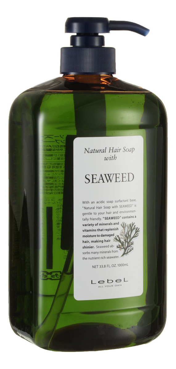 Шампунь с экстрактом морских водорослей Natural Hair Soap With Seaweed: Шампунь 1000мл lebel cosmetics шампунь natural hair soap seaweed с экстрактом морских водорослей 1000 мл