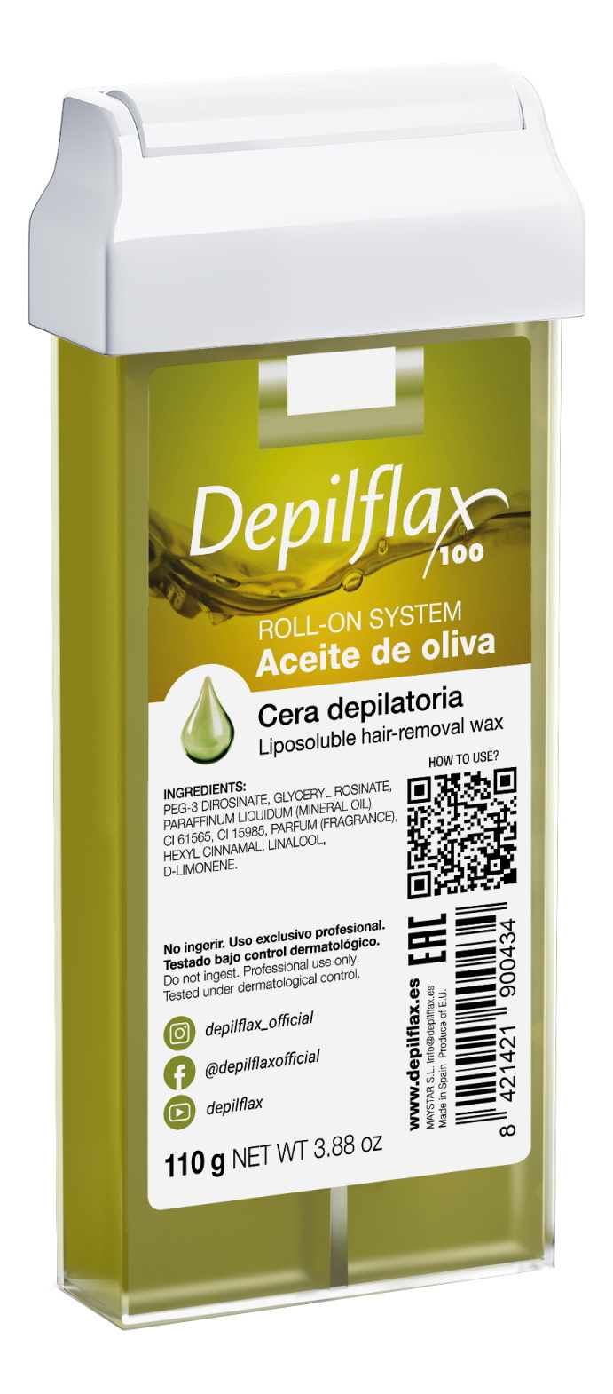

Воск в картридже для чувствительной кожи Оливковый Olive Liposoluble Hair Removal Wax 110г (прозрачный)