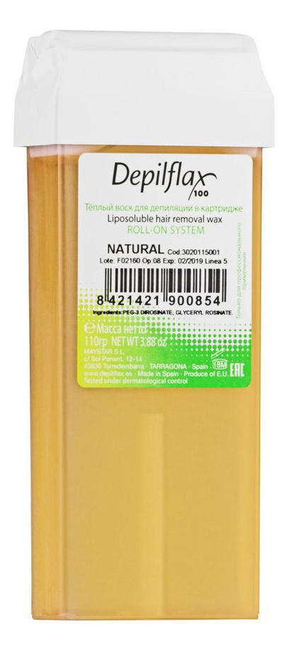 

Воск в картридже Натуральный Natural Liposoluble Hair Removal Wax 110г (прозрачный)