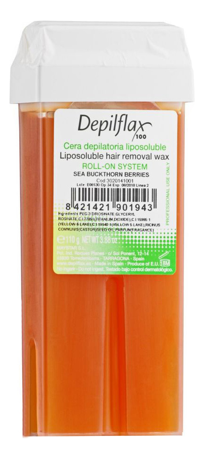 

Воск в картридже для чувствительной кожи Облепиха Sea Buckthorn Berries Liposoluble Hair Removal Wax 110г (средней плотности)