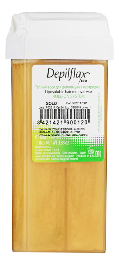 

Воск в картридже Золотой Gold Liposoluble Hair Removal Wax 110г (средней плотности)