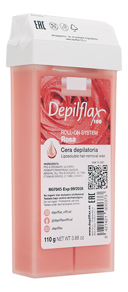 Воск в картридже для чувствительной кожи Розовый Rosa Liposoluble Hair Removal Wax 110г (средней плотности)