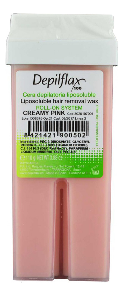 

Воск в картридже Сливочный розовый Creamy Pink Liposoluble Hair Removal Wax 110г (плотный)