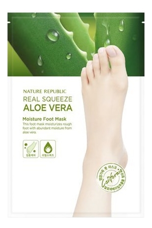 Маска для ног увлажняющая с экстрактом алоэ Real Squeeze Aloe Vera Moisture Foot Mask 16мл
